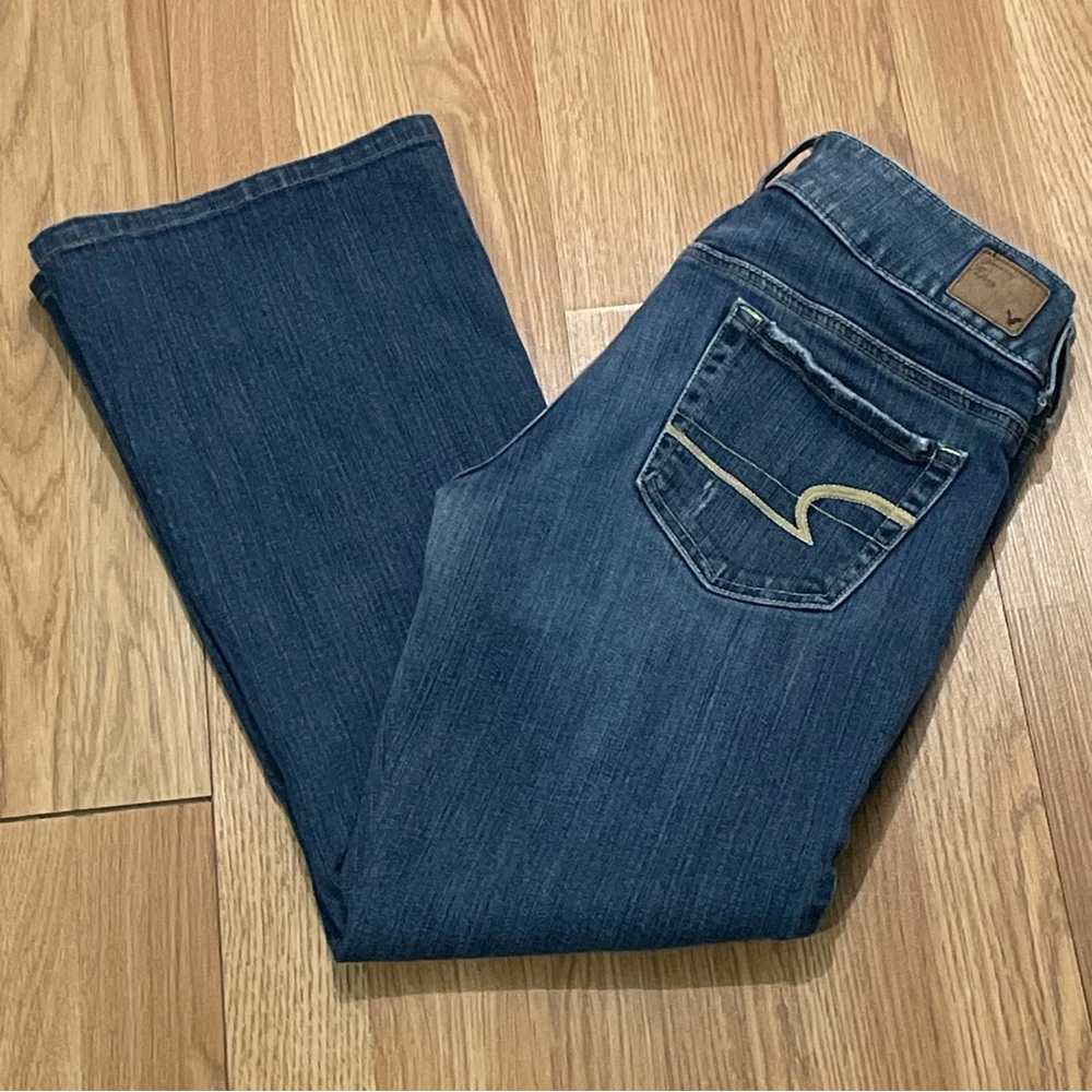 American Eagle Women’s 6 (31x26) Artist Bootcut Jeans Dark Blue Low Rise Stretch
